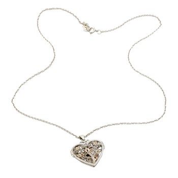 Silver & 9ct Gold Clogau Heart Pendant with Chain